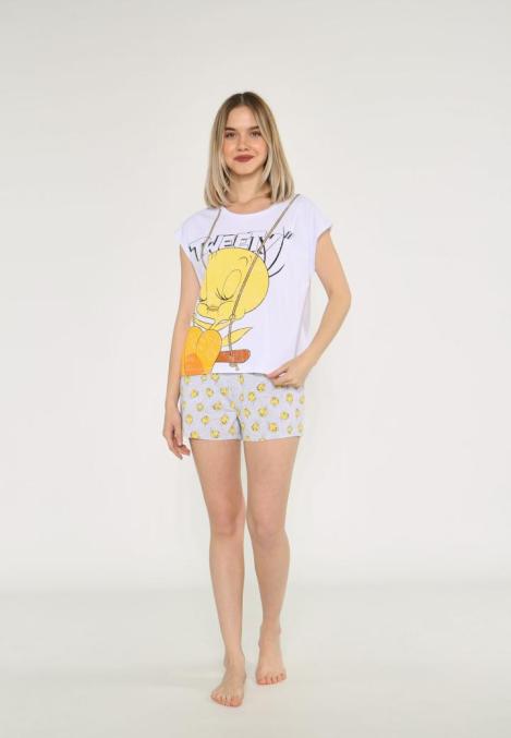 Pijama damă Looney Tunes cu imprimeu Tweety ,Engros